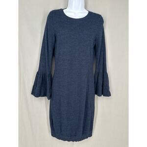 Cynthia Rowley Dress Womens Small Navy Blue Merino Wool Knit Knee Length Cozy